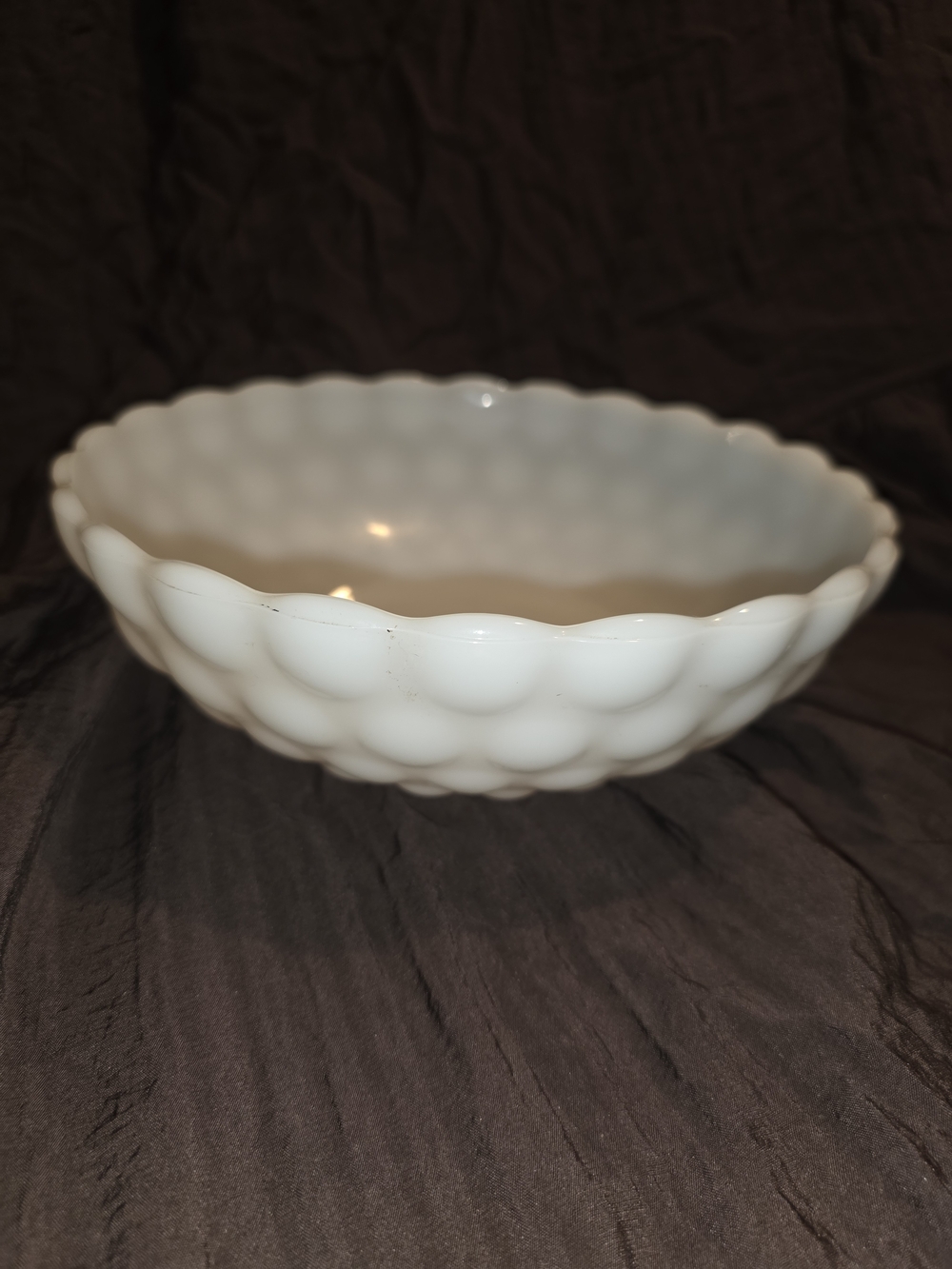 Classic White Textured Glass Serving Bowl - Brand